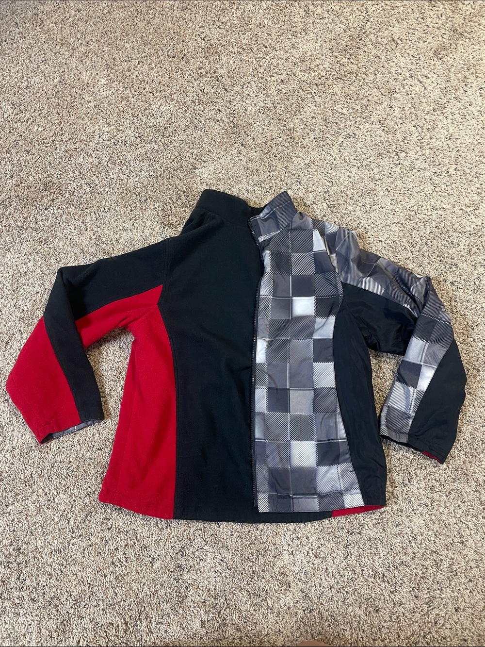 Kids Reversible Fleece Jacket - Red & Black